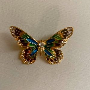 Butterfly brooch.  Gold tones and enamel?